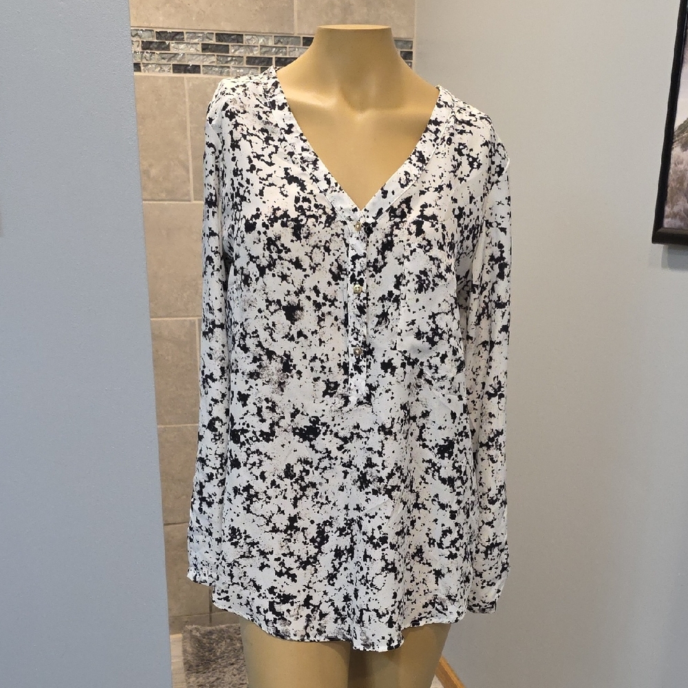 Mossimo Supply Co. Black & White Splatter V-Neck Blouse! NWT!